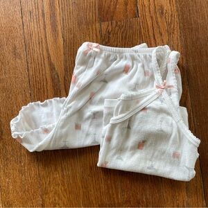 Pink Rose White Pointelle Pajama Set